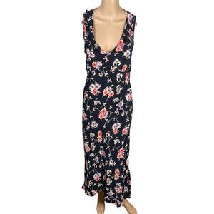 Vtg Y2K Angie Black Pink Purple Whimsigoth Grunge Fairy Midi Slip Dress SZ M